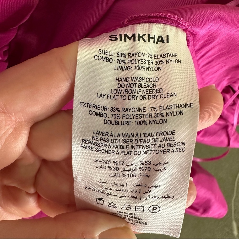 SIMKHAI Kenny Ribbed Bubble Mini Pink Dress SZ M - Picture 9 of 11